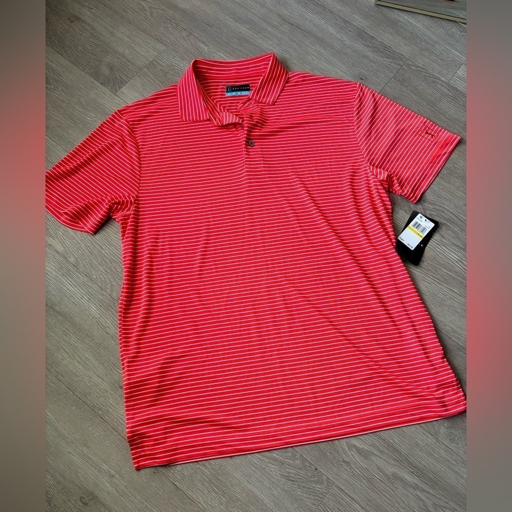 NWT PGA Golf polo orange w/ white stripes size Medium